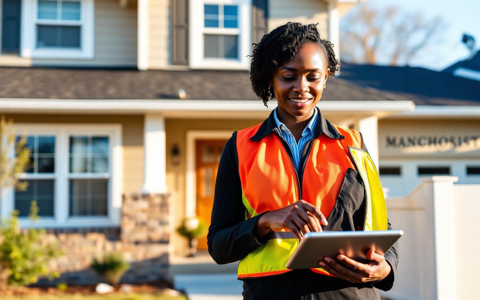 Local field inspector documenting a residential property